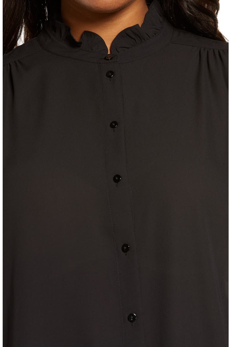Ruffle Neck Blouse, Alternate, color, BLACK