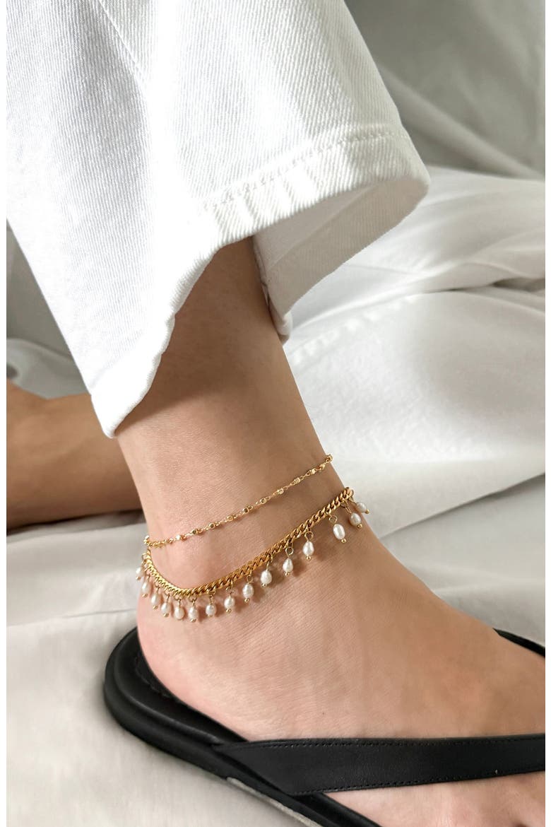 Beaded Chain Anklet, Alternate, color, GOLD