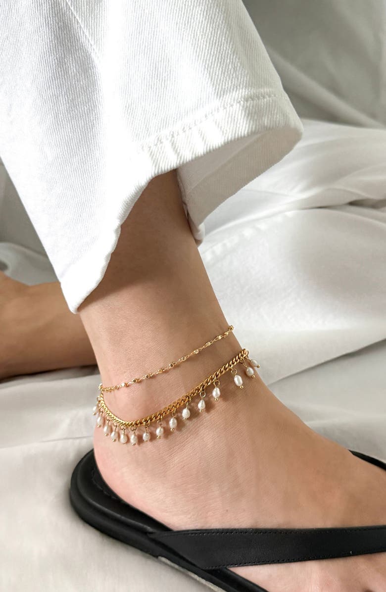st. Moran Beaded Chain Anklet, Alternate, color, Gold