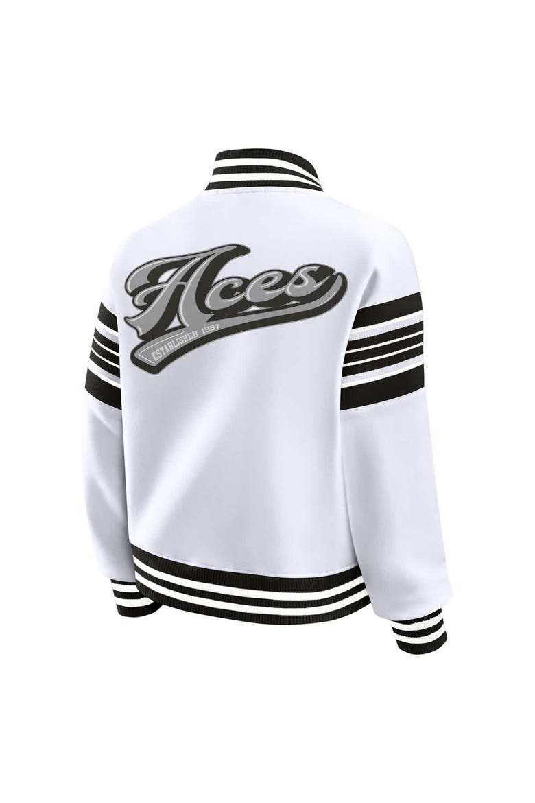 Women's WEAR by Erin Andrews White/Black WNBA Full-Snap Fleece Sweatshirt Jacket, Alternate, color, White