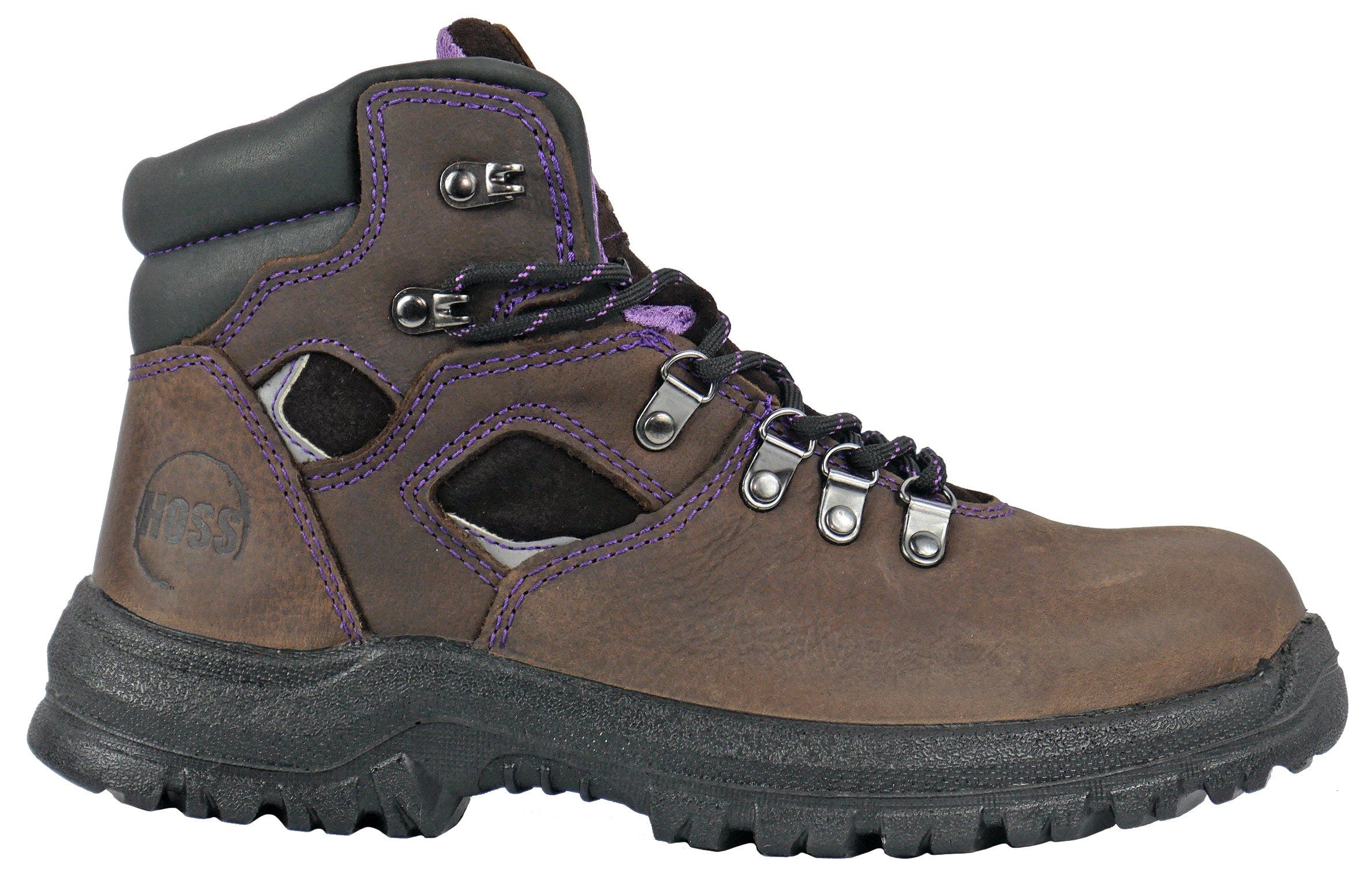 Hoss Boot Company HOSS Lily Womens Steel Toe Work Boot, Alternate, color, Brown/Purple