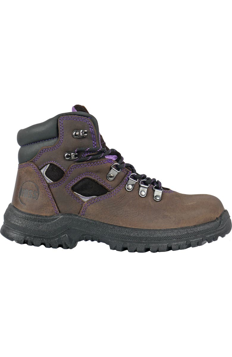 Hoss Boot Company HOSS Lily Womens Steel Toe Work Boot, Alternate, color, Brown/Purple