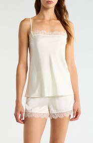 Nordstrom Scalloped Lace Trim Square Neck Satin Camisole