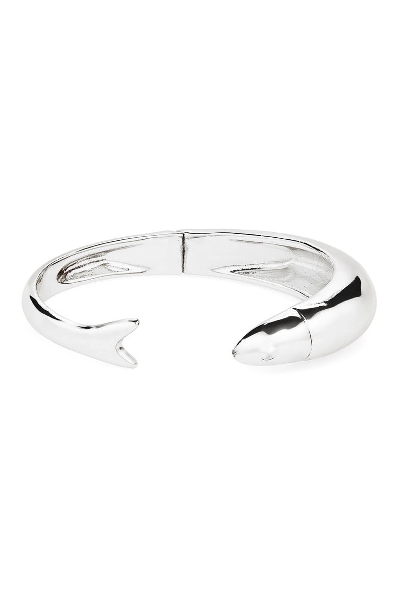 Fish Cuff Bracelet, Main, color, WARM SILVER