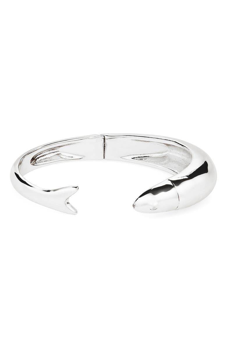 Madewell Fish Cuff Bracelet, Main, color, Warm Silver