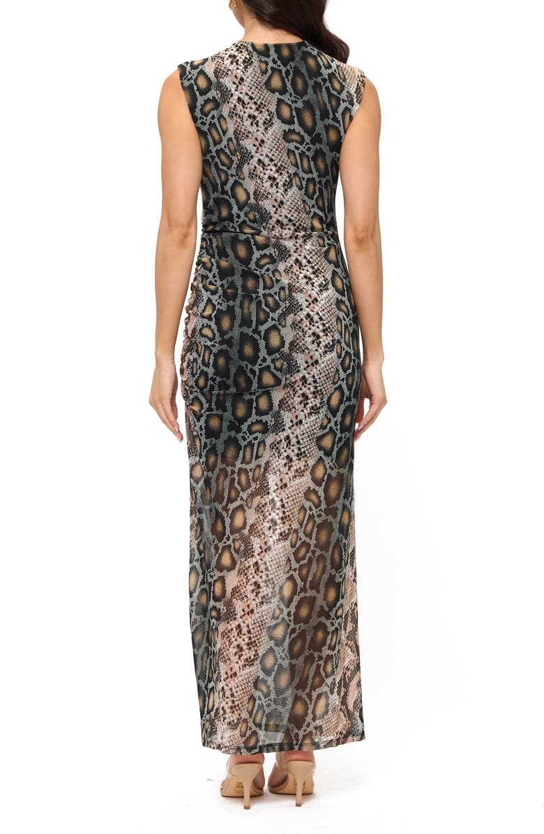 O.L. Sleeveless Ruched Maxi Dress, Alternate, color, Black