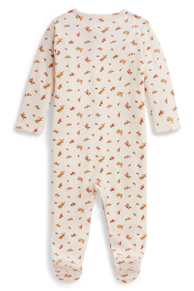 Kids' Floral Velour Footie, Alternate, color, WOLCOTT BUD