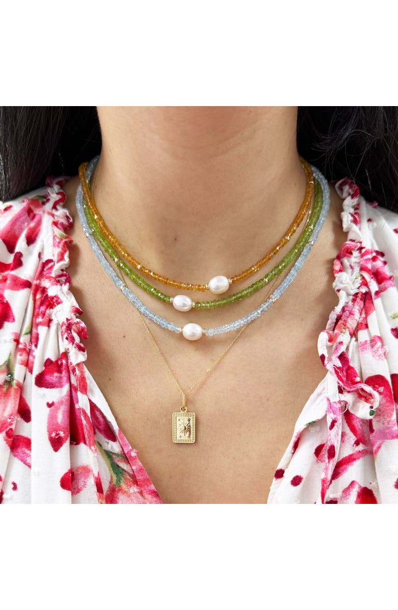 The Lovery Fine Jewelry Blue Topaz Bead Pearl Necklace, Alternate, color, Blue Topaz