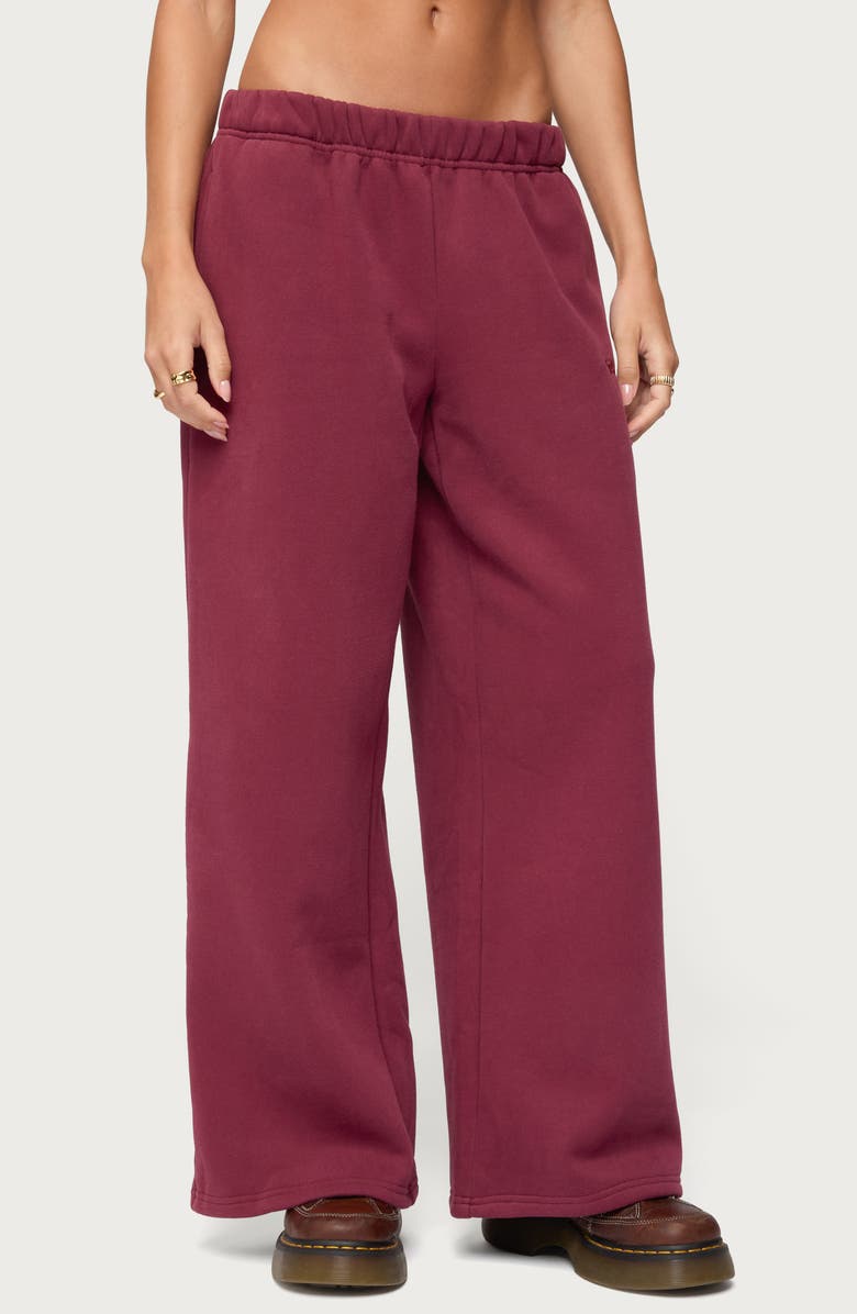 EDIKTED Wide Leg Sweatpants, Alternate, color, Burgundy