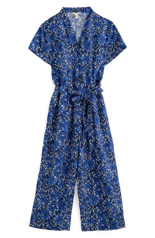 Seasalt Cornwall Treen Cove Linen Jumpsuit In Stream Flower Bright Marine