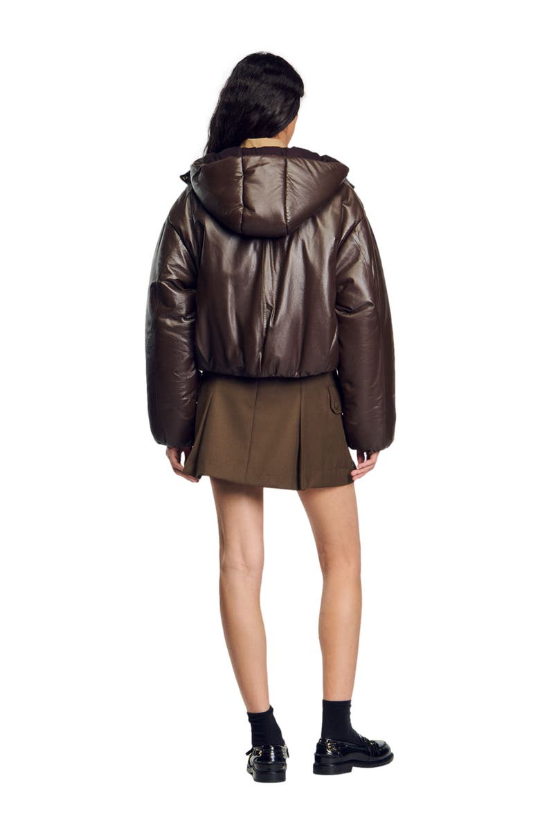 SANDRO Glazed leather jacket, Alternate, color, 