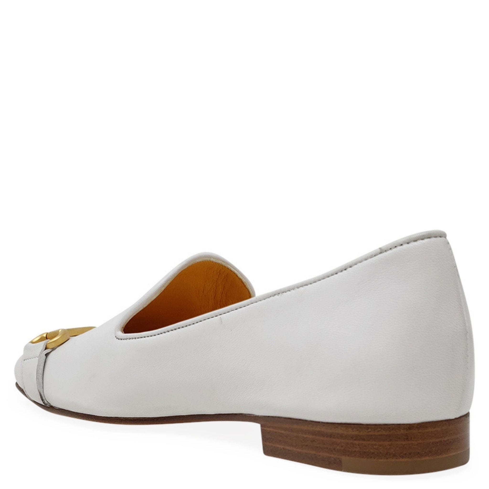 Square Toe Horse Bit Loafer, Alternate, color, White/ Gold