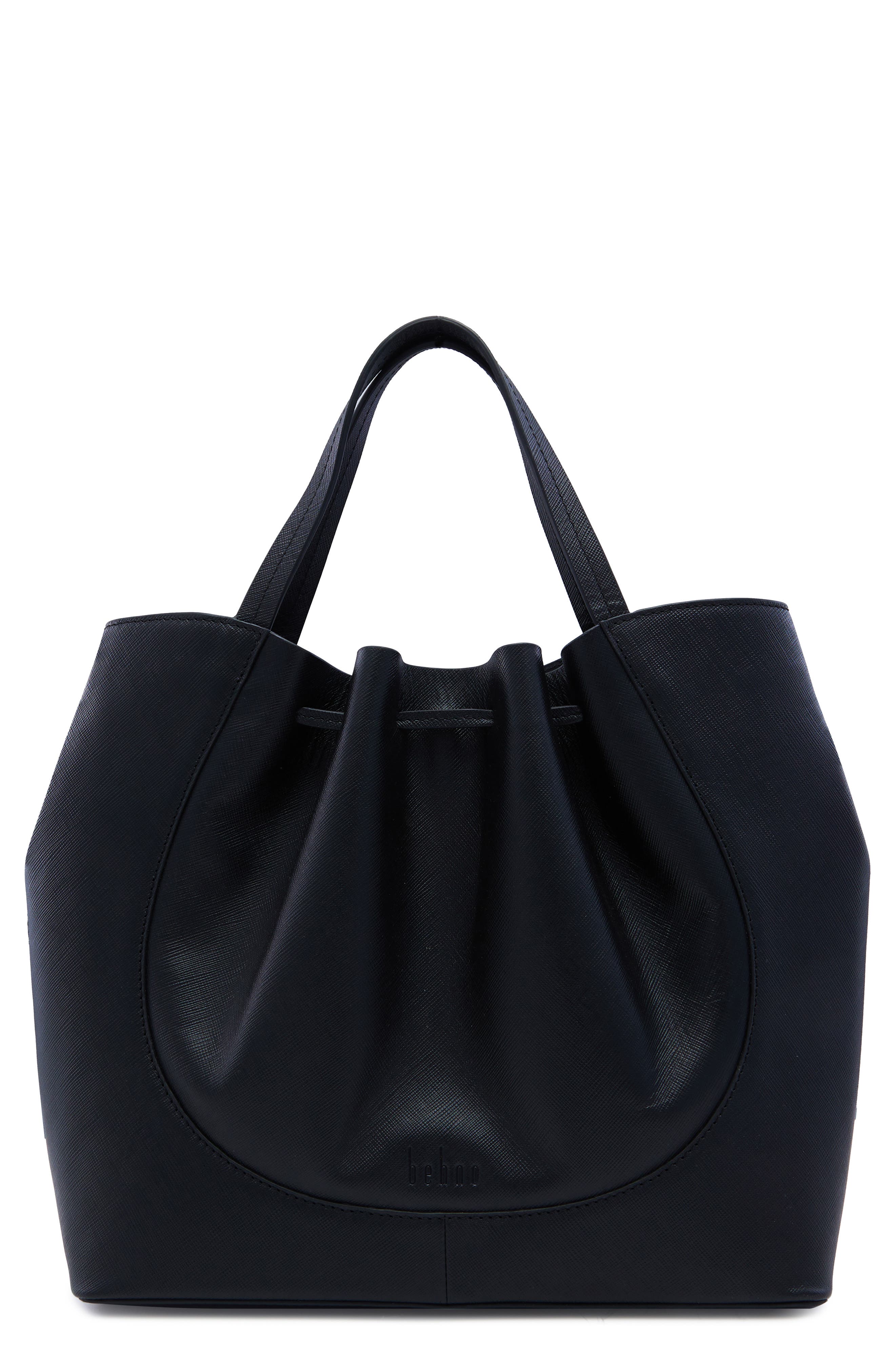 behno Katrina Pebble Leather Satchel, Main, color, Black