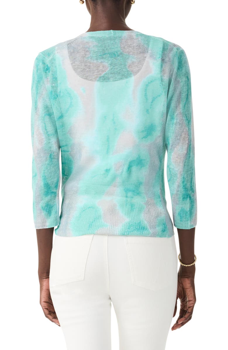 NIC+ZOE Watercolor Waves Tie Dye Linen Blend Cardigan, Alternate, color, Aqua Multi