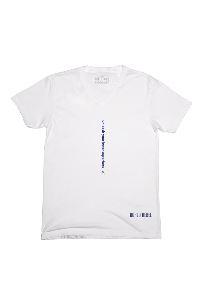 Unleash Your Inner Superhero V-Neck Graphic Undershirt, Alternate, color, WHITE