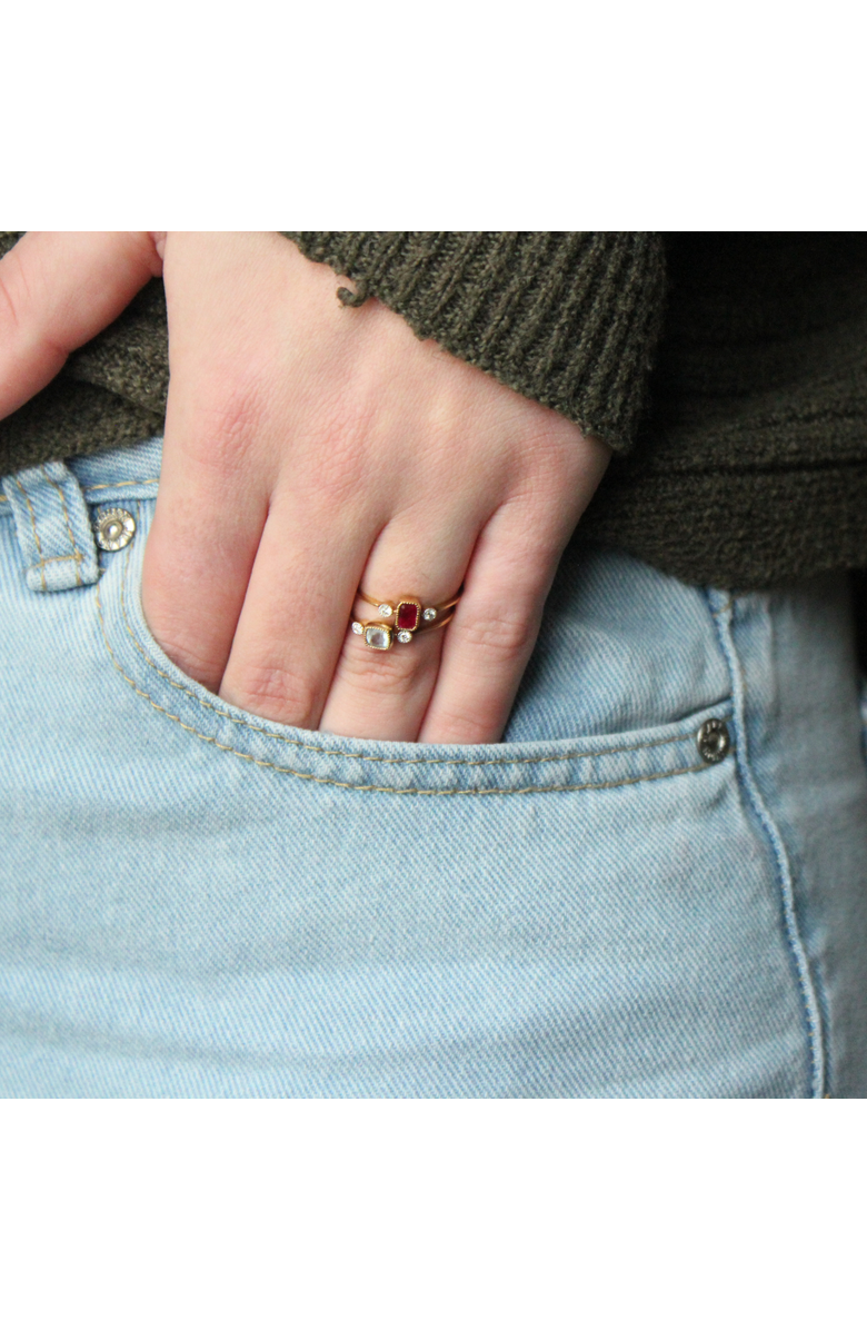 LuvMyJewelry Cushion Cut Amethyst & Diamond Birthstone Ring in 14K Gold, Alternate, color, Yellow Gold