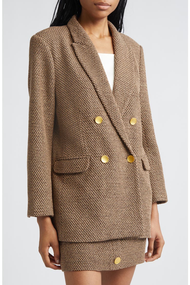 Riva Double Breasted Knit Blazer, Alternate, color, HOT FUDGE/CINNAMON SWIRL/GOLD