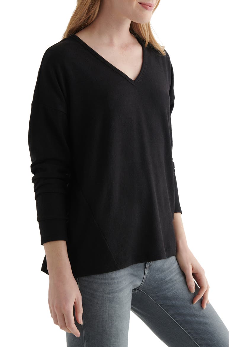 Hacci V-Neck Top, Alternate, color, JET BLACK