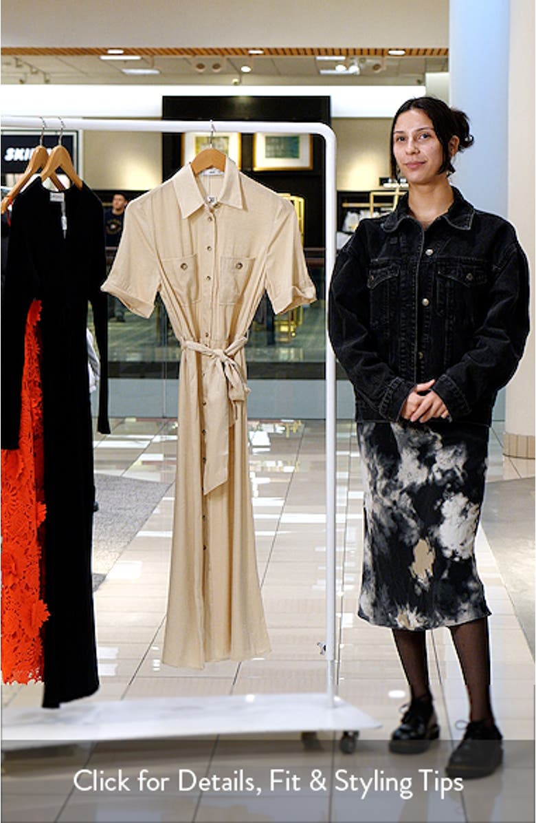 Belted Satin Midi Shirtdress, sales video thumbnail