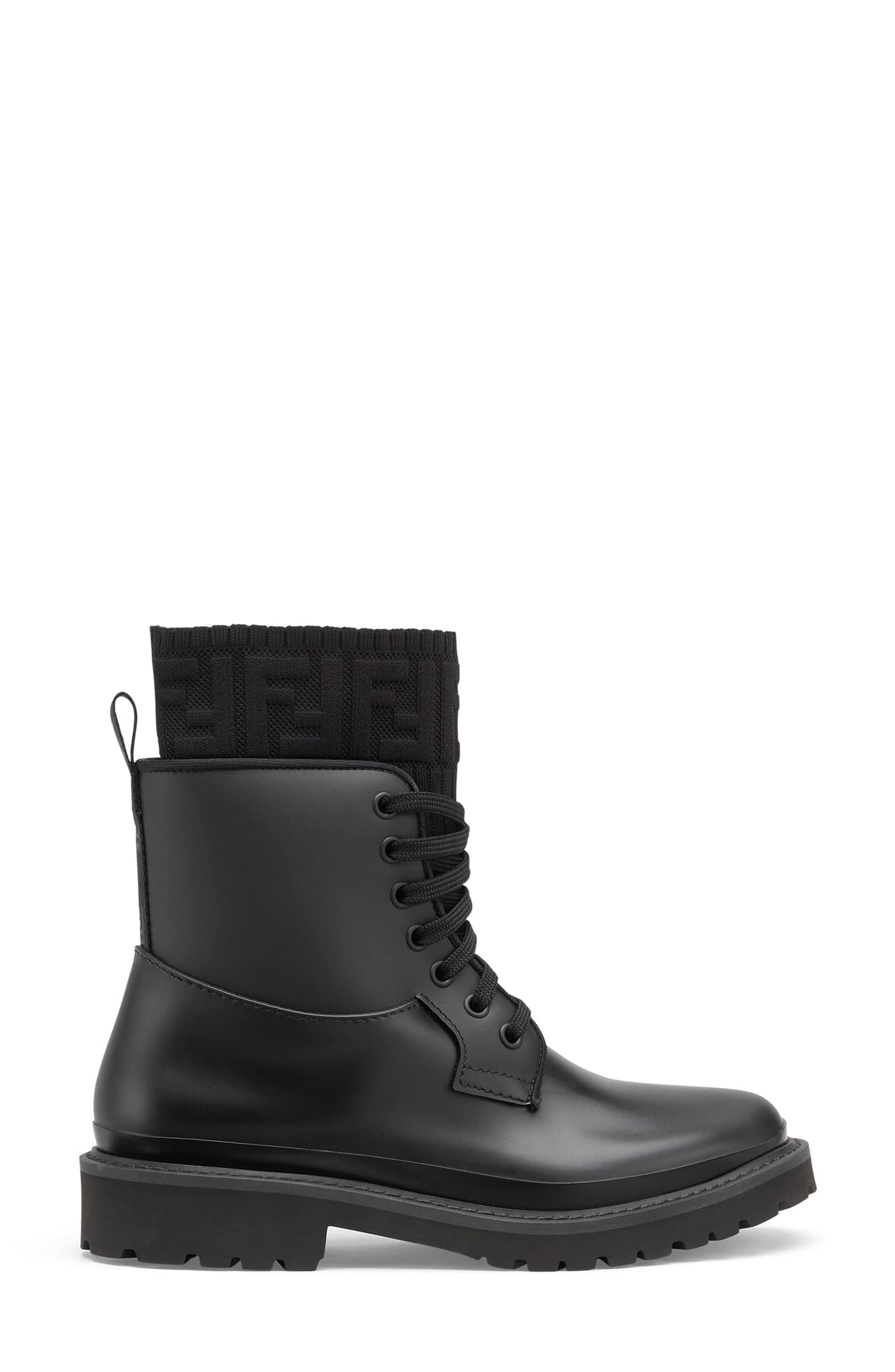 Fendi FF Logo Sock Rain Boot, Alternate, color, 
