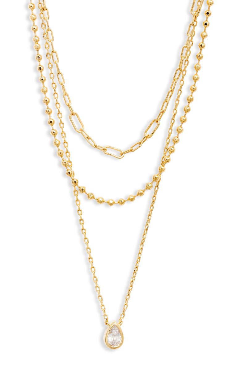 Nordstrom Demi Fine Dainty Layered Pendant Necklace, Main, color, 14K Gold Plated