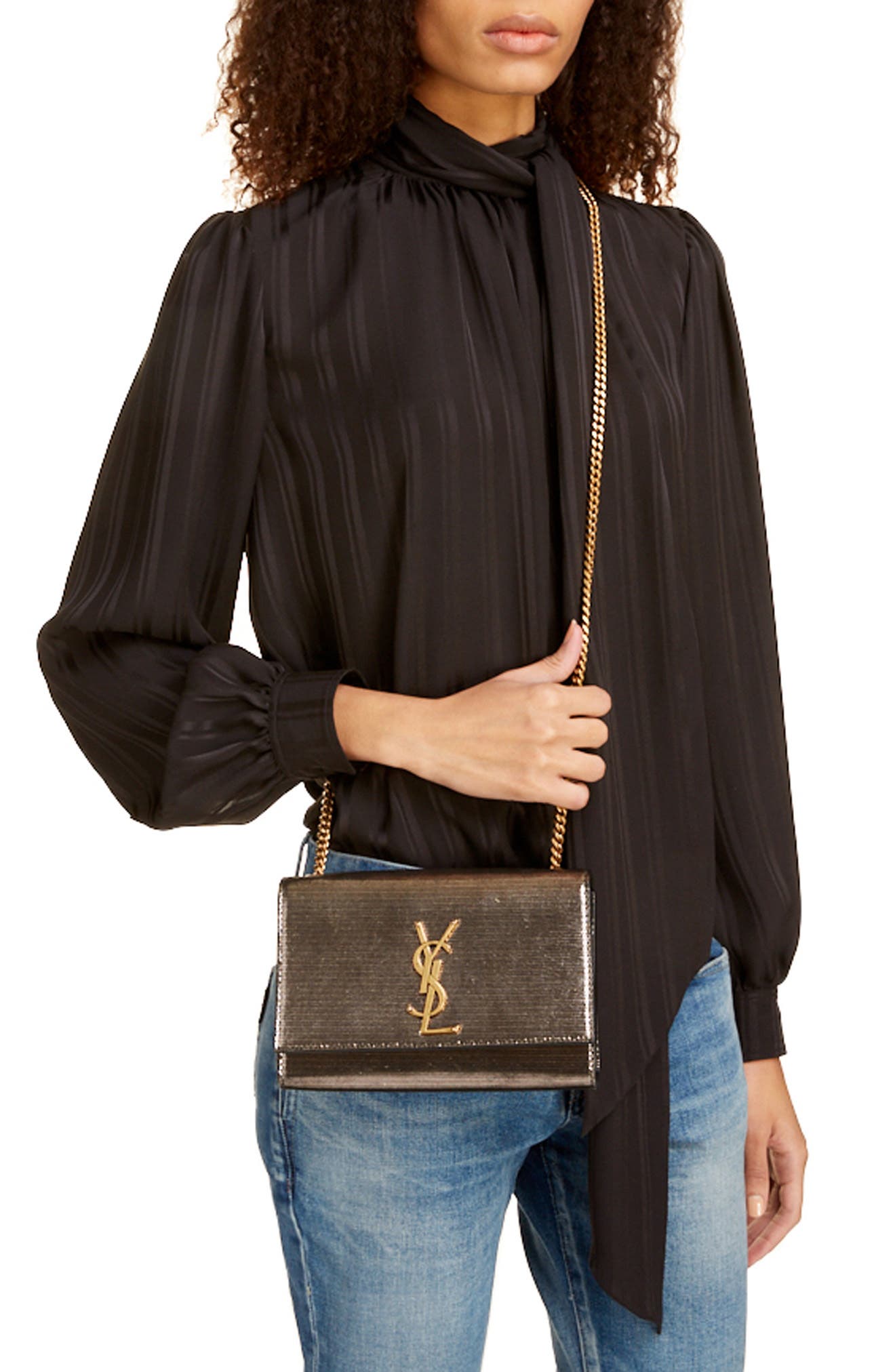 Saint Laurent Small Kate Lambskin Chain Crossbody Bag, Alternate, color, 