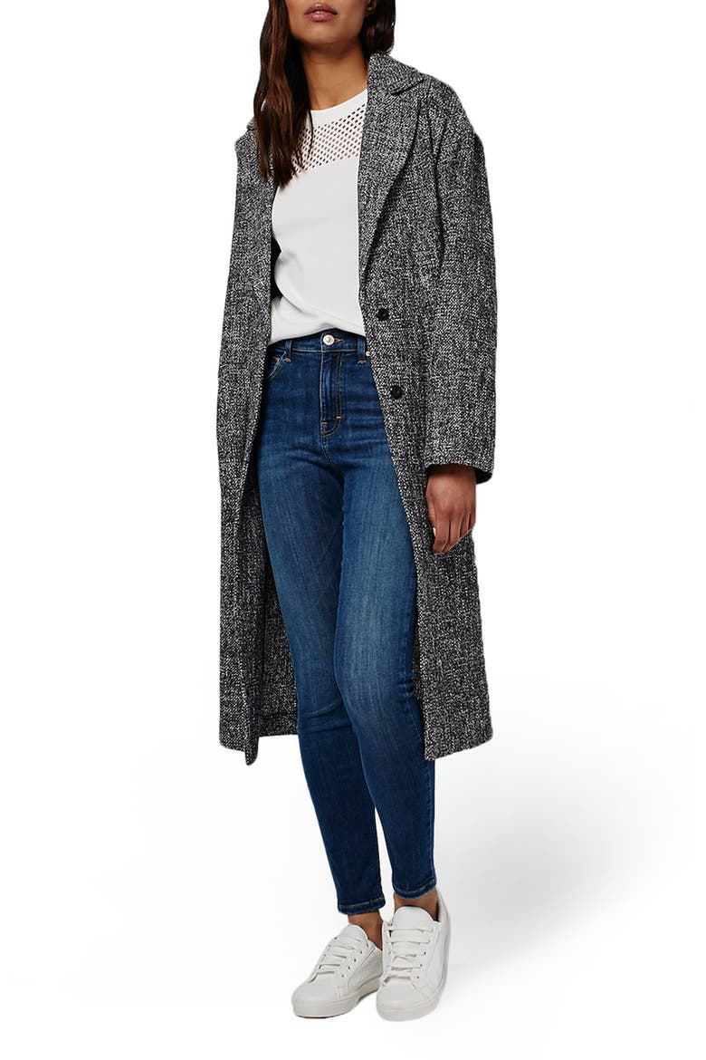 Textured Slouchy Coat, Main, color, GREY