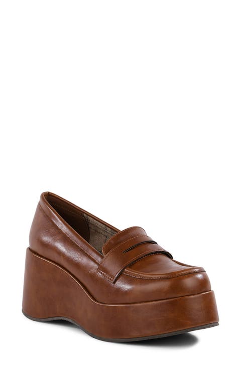 Ambitious Faux Leather Platform Wedge Loafer