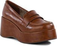 BC Footwear Ambitious Faux Leather Platform Wedge Loafer