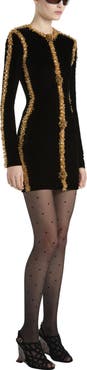 Balmain Velvet Dress with Embroidered Trim