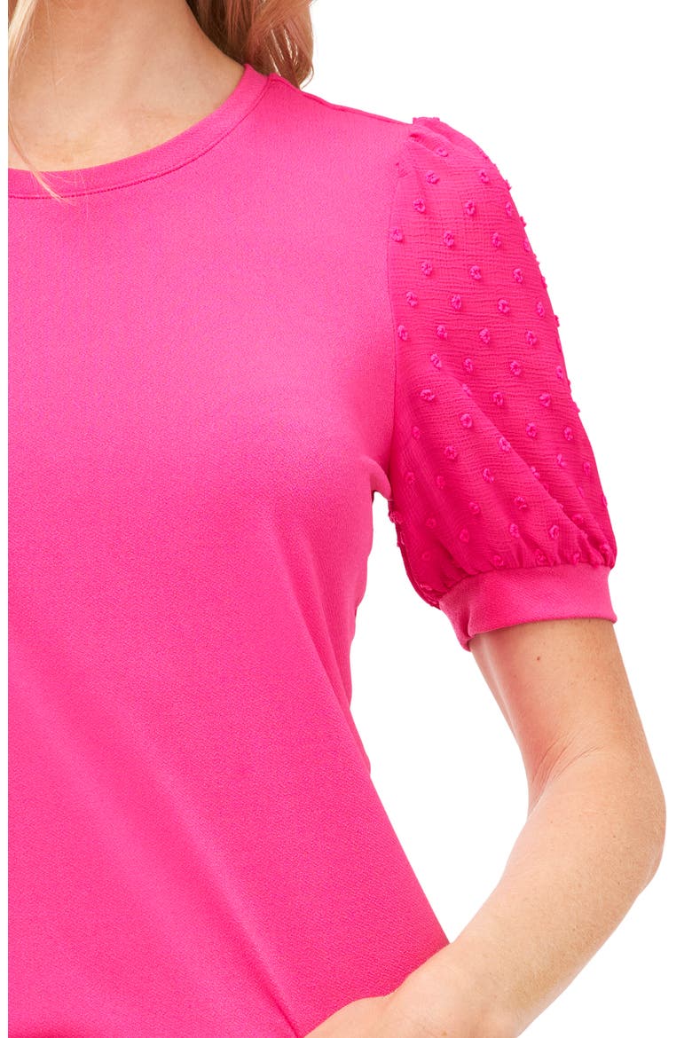 Puff Sleeve Mixed Media Top, Alternate, color, BRIGHT ROSE