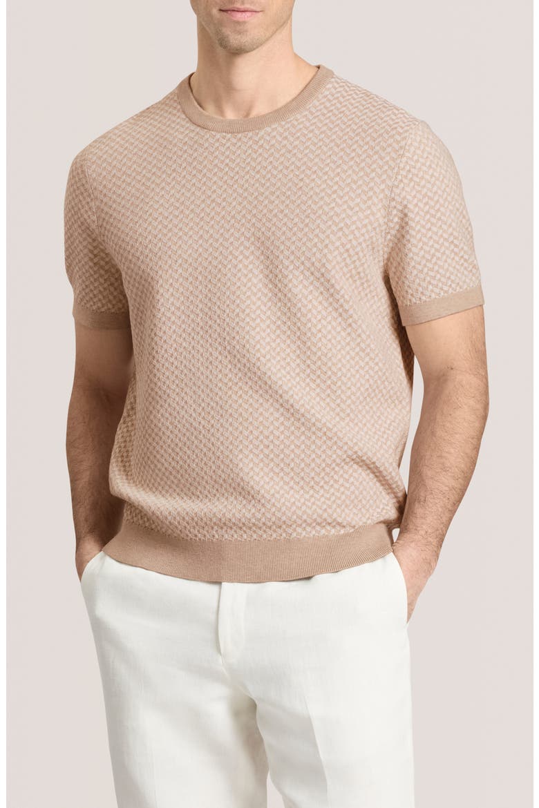 Herringbone Short Sleeve Knit Sweater, Main, color, PUMICE HEATHER