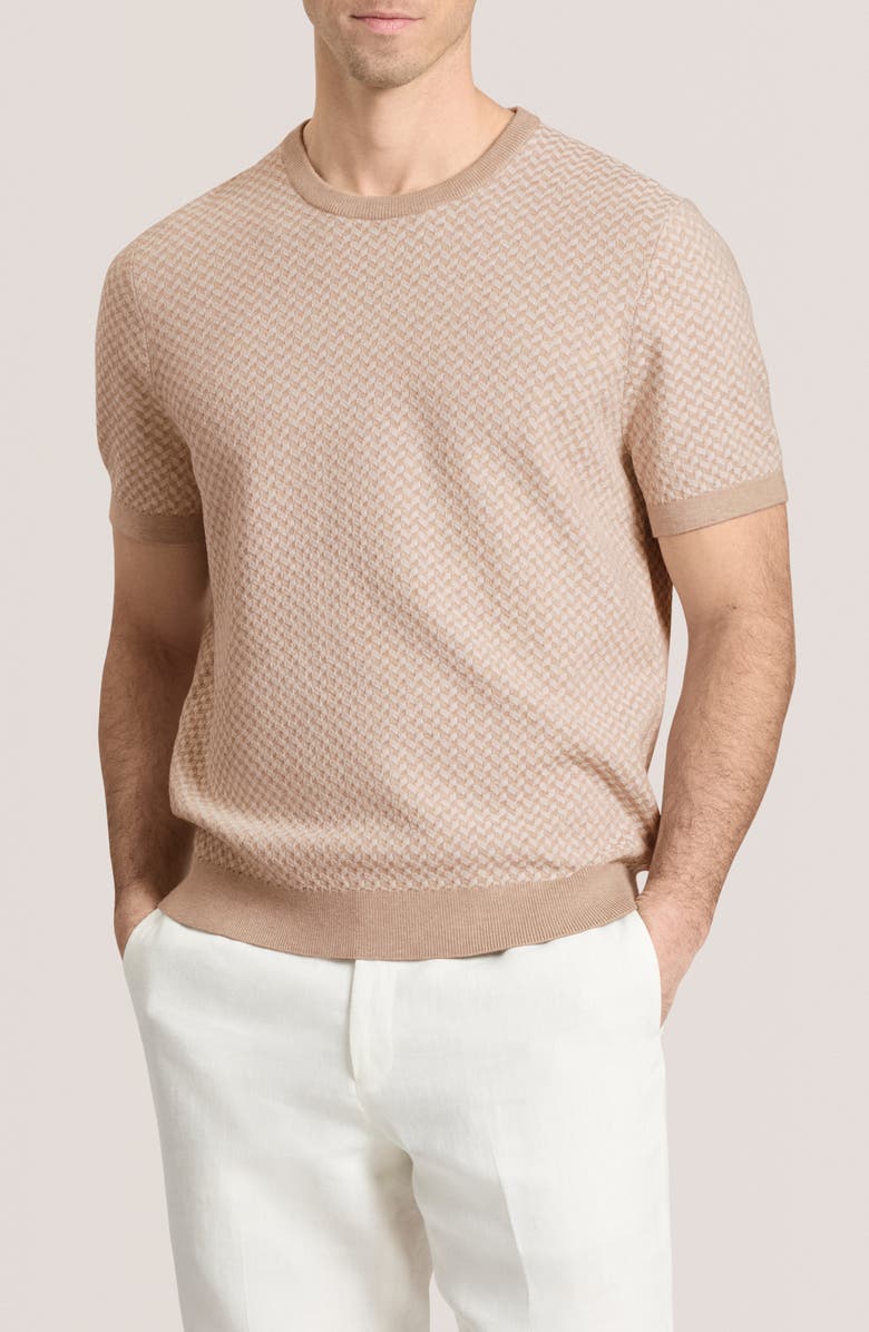 Ted Baker Herringbone Short Sleeve Knit Sweater, Main, color, Pumice Heather