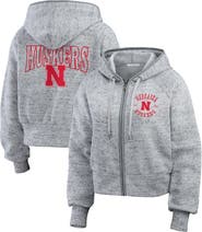 WEAR by Erin Andrews Women's WEAR by Erin Andrews Heather Gray Nebraska Huskers Wear Speckle Double-Hit Raglan Full-Zip Hoodie