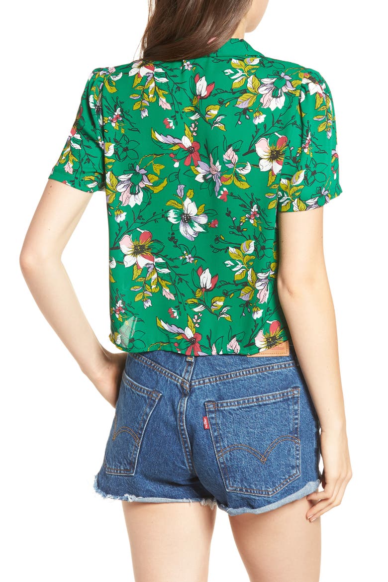 Tie Front Camp Shirt, Alternate, color, GREEN FLORAL