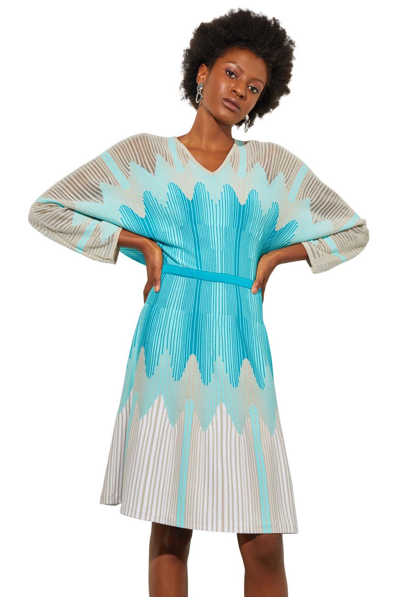 Long Sleeve Knit Minidress, Alternate, color, OCEANFRONT/BERMUDA/LIMESTONE