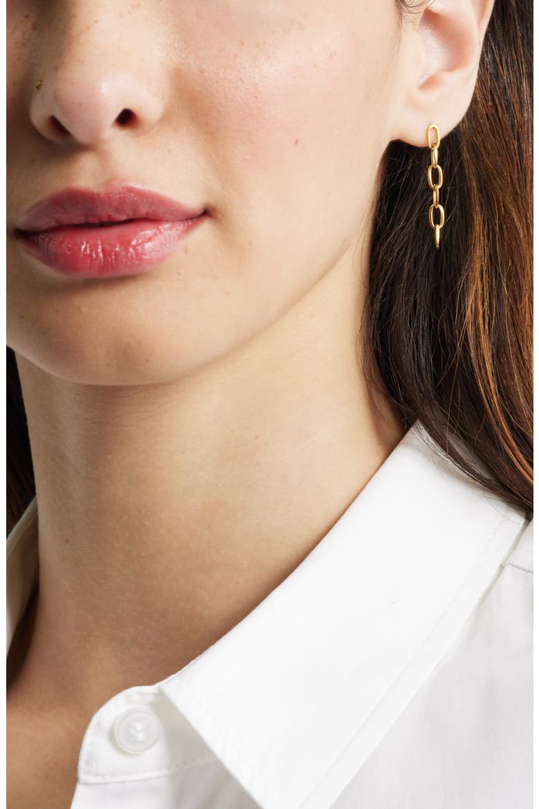 Paper Clip Chain Waterproof Drop Earrings, Alternate, color, GOLD