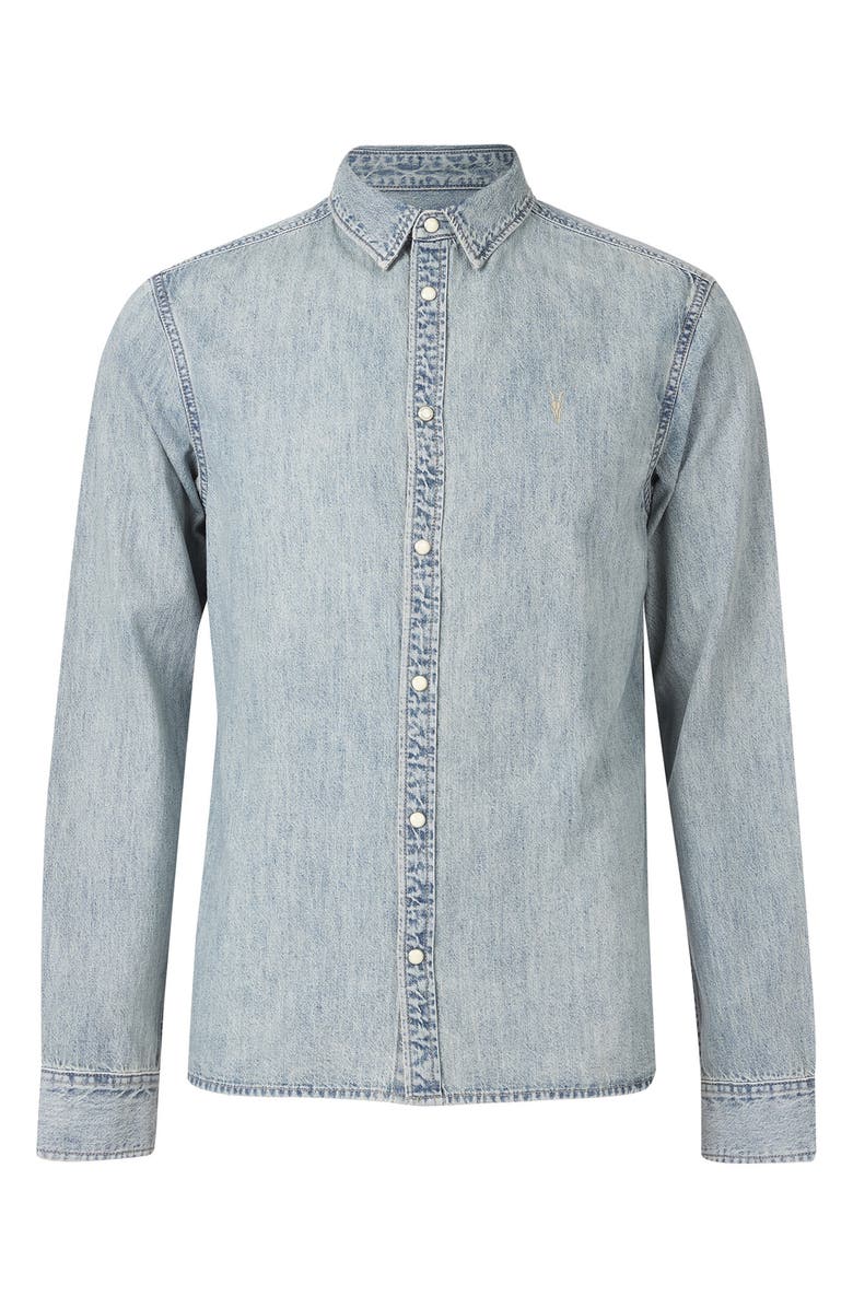 AllSaints Kirton Acid Wash Denim Shirt, Alternate, color, 