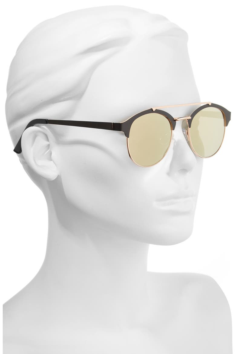 Mirror Lens Sunglasses, Alternate, color, BLACK/ ROSE GOLD