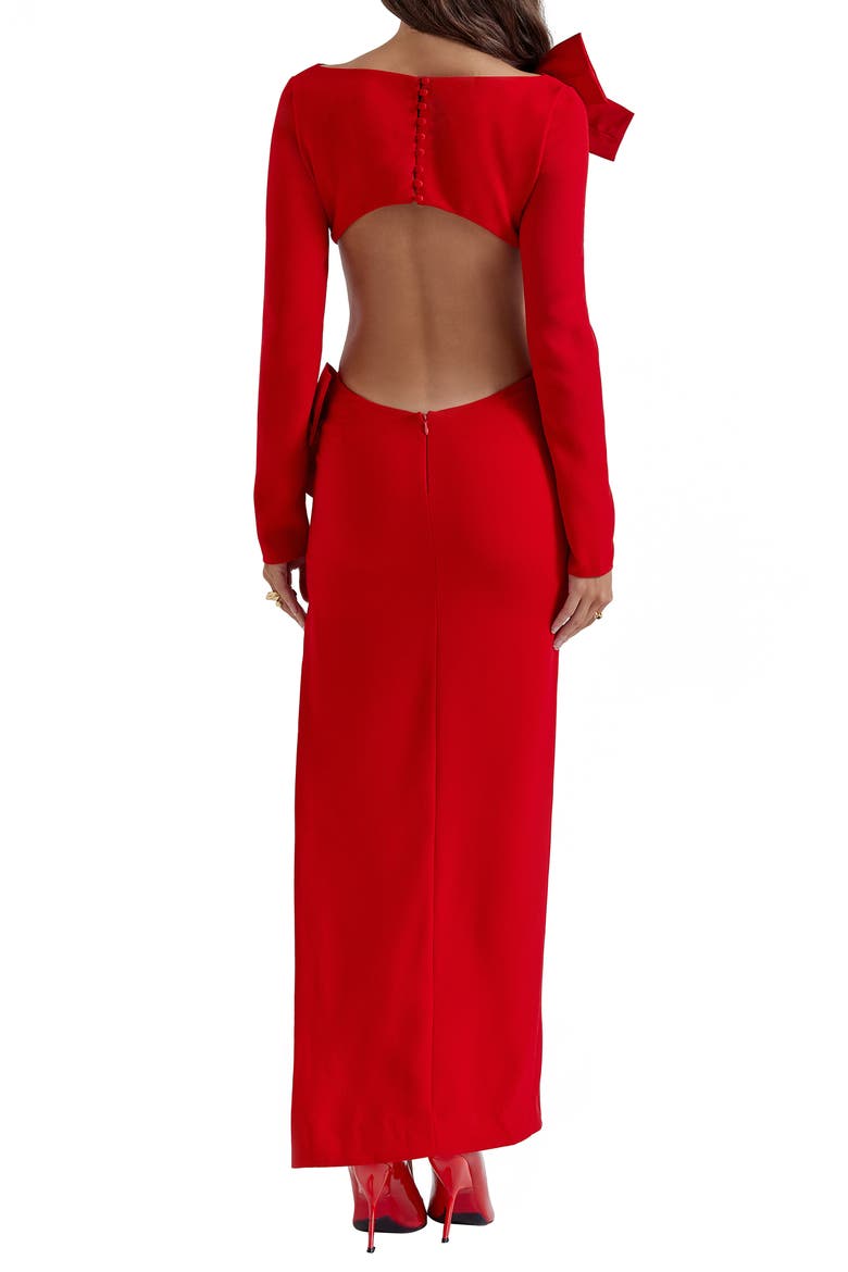 Lavele Long Sleeve Crepe Dress, Alternate, color, TRUE RED