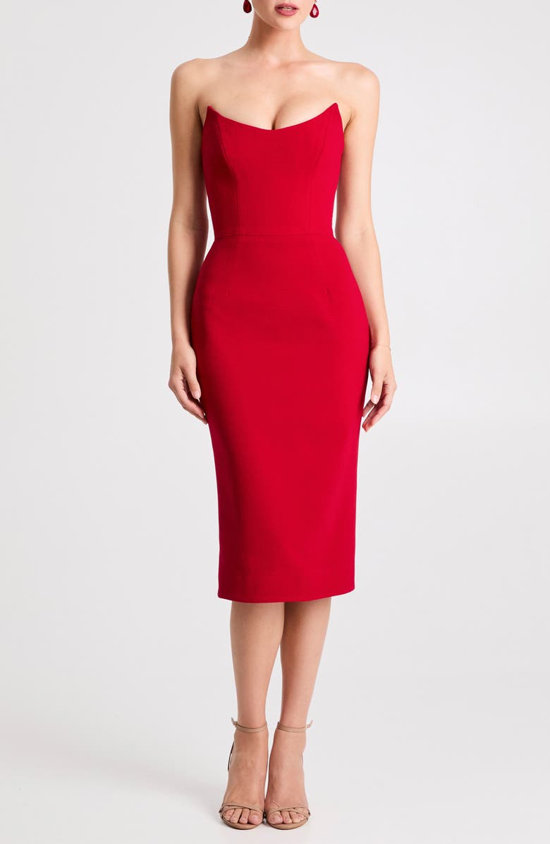 HELSI Celia Strapless Cocktail Sheath Dress, Main, color, Red