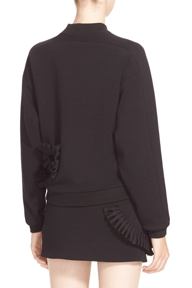 Pleat Detail Merino Wool Sweatshirt, Alternate, color, BLACK