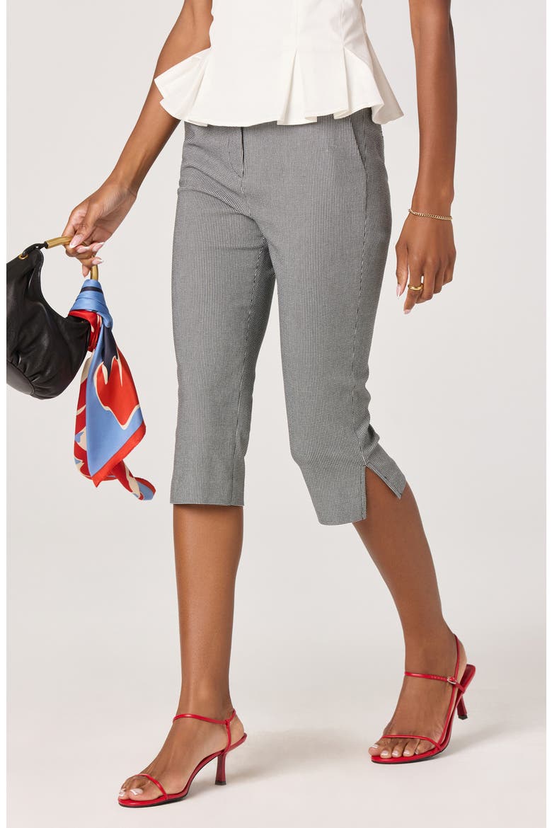 Cardin Houndstooth Capri Pants, Alternate, color, BLACK HOUNDSTOOTH
