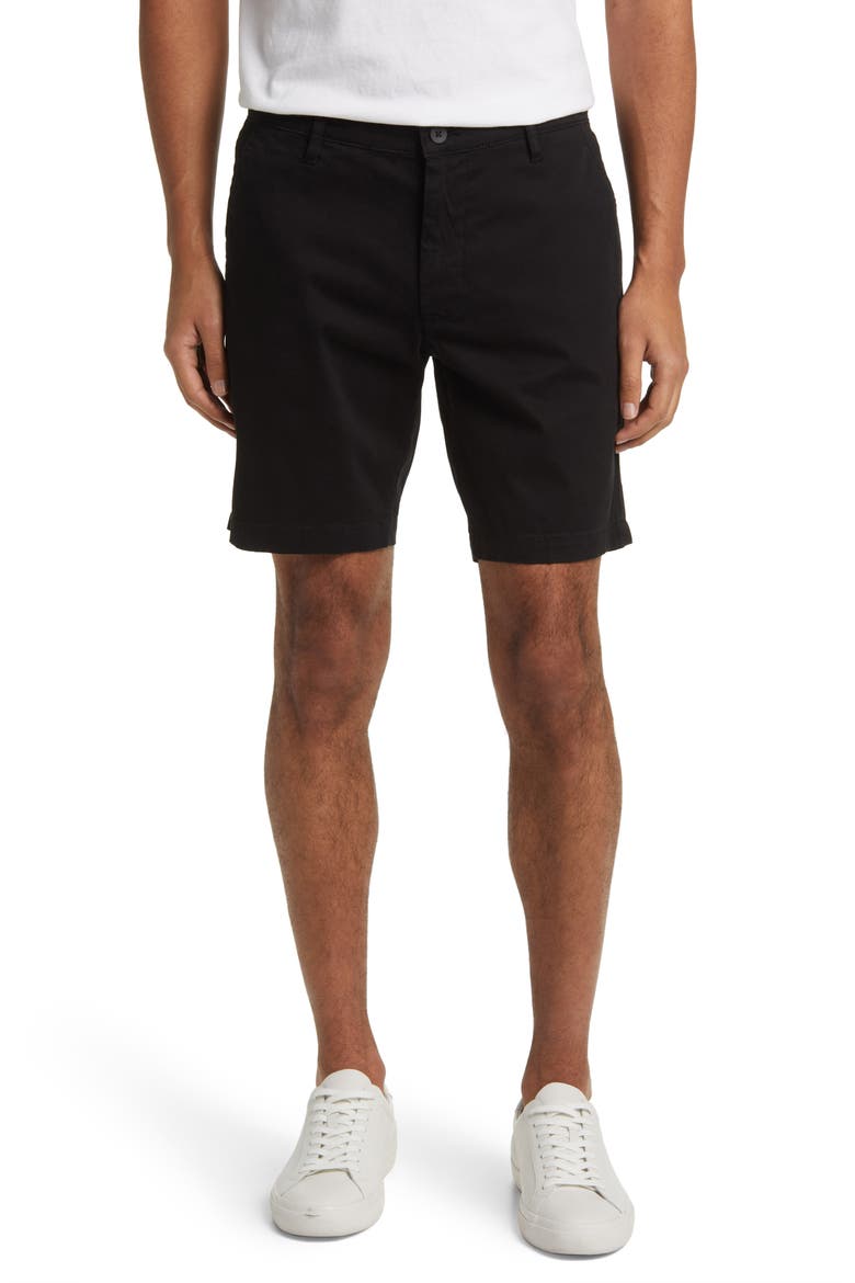 Wanderer 8.5-Inch Stretch Cotton Chino Shorts, Main, color, PURE BLACK
