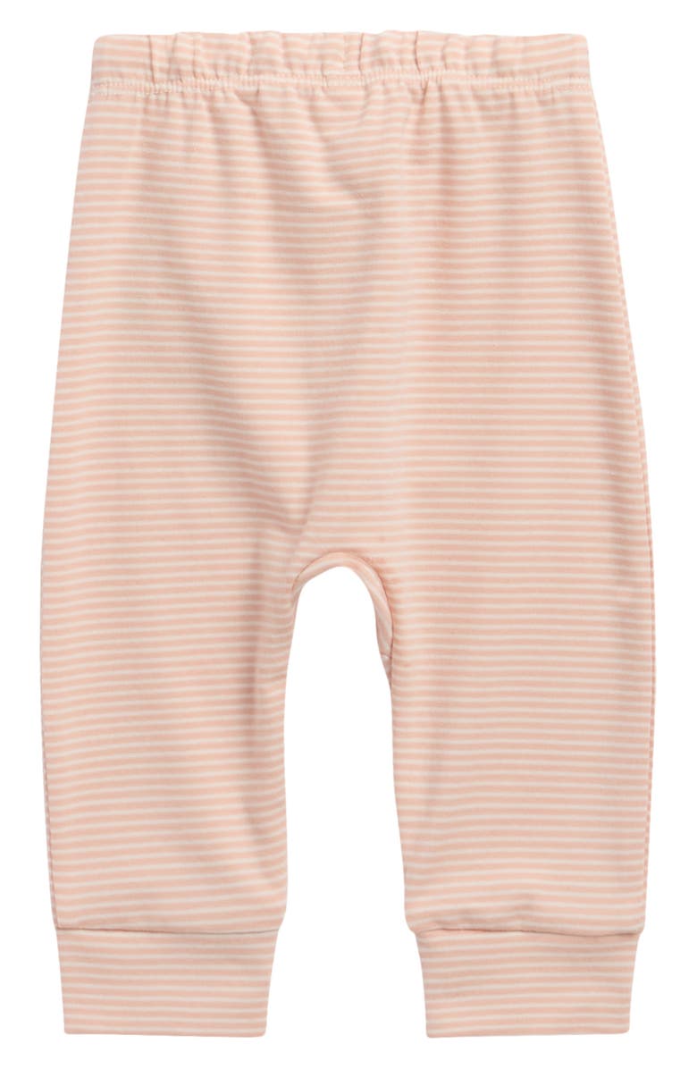 QUINCY MAE Kids' Stripe Organic Cotton Drawstring Pants, Alternate, color, Melon