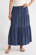 Marine Layer Lana Tiered Cotton Maxi Skirt