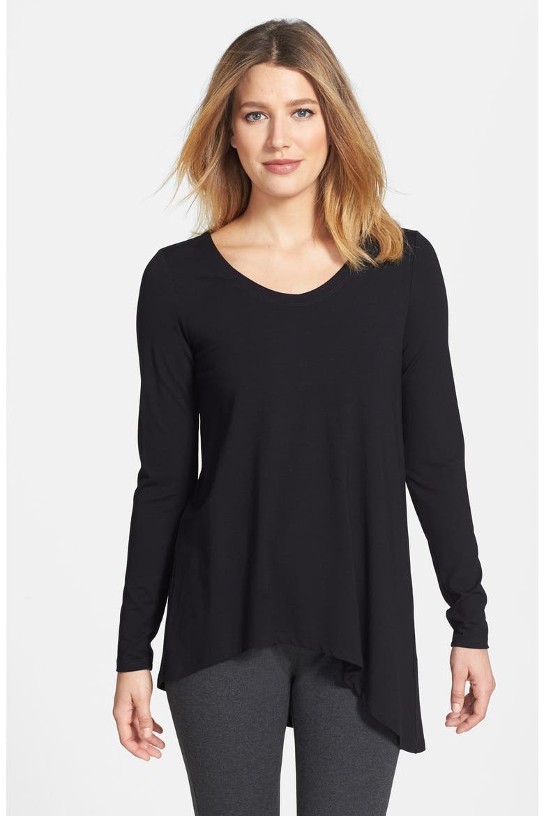 V-Neck Stretch Knit Top, Main, color, BLACK