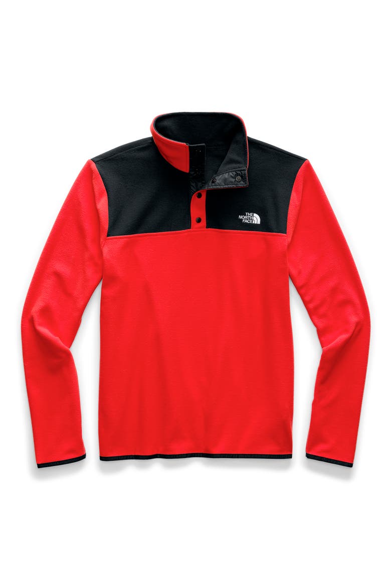 TKA Glacier Snap Neck Pullover, Alternate, color, FIERY RED/ TNF BLACK