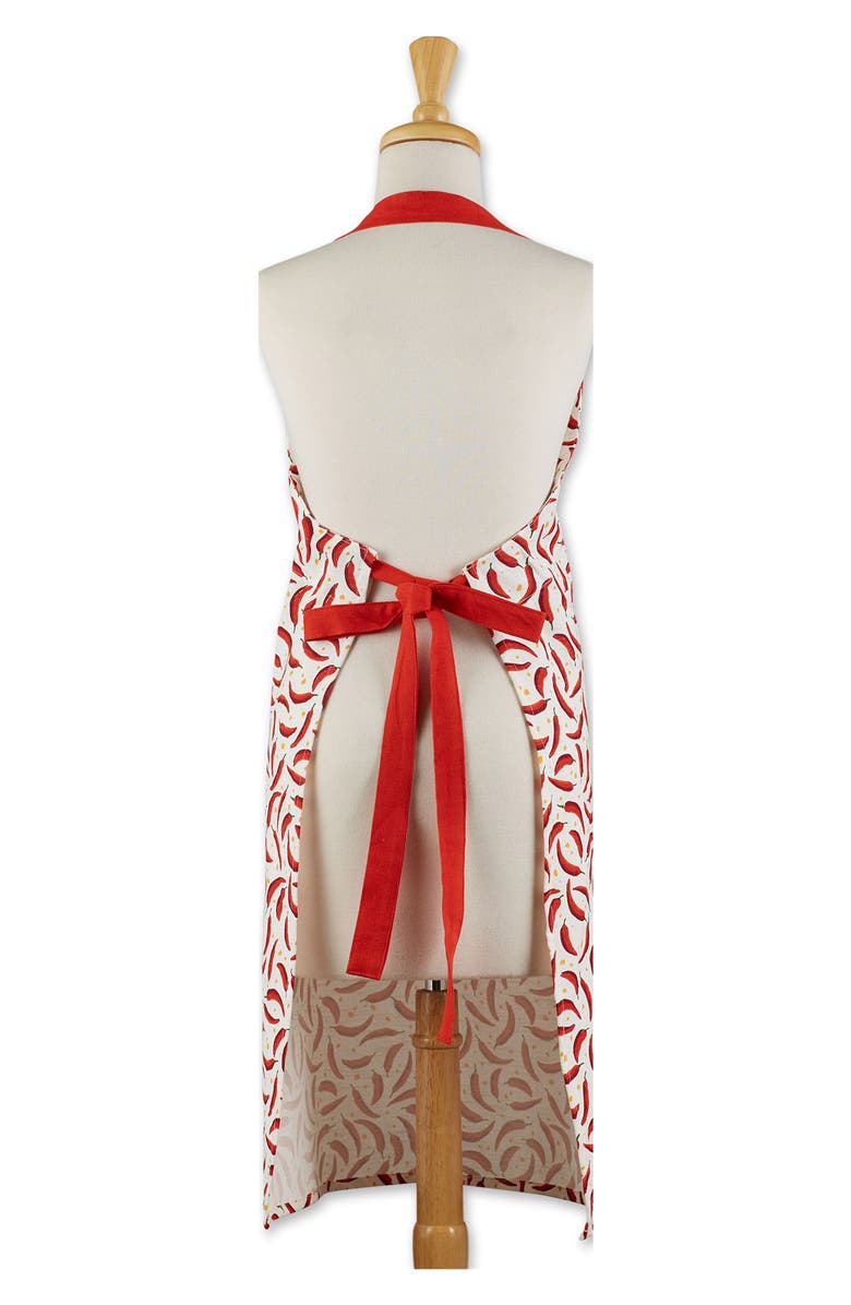 Design Imports Chili Print Cotton Apron, Alternate, color, Red