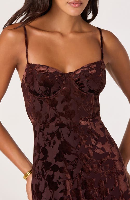 Astr The Label Underwire Burnout Velvet Cocktail Dress In Brown